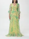 Etro Printed Ruffled Silk Maxi Dress In Green