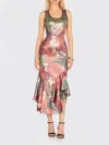 Etro Laminated Jersey Dress With Maxi Floral Print