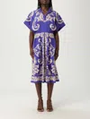 Etro Cotton Dress With Belt And Pleated Skirt