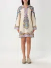 Etro Ivory Cotton Kaftan Dress With Multicolored Paisley Pattern In White