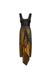 Etro , Jacquard Dress With Draping, Woman, Yellow, Size 40 In Golden