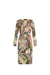Etro Multicolor Abstract Pattern Dress In Green