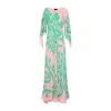 Etro Multicolor Long Dress With Round Neck And All-over Floral Print In Viscose Woman In Multicolor