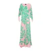 Etro Multicolor Long Dress With Round Neck And All-over Floral Print In Viscose Woman In Multicolor