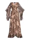 Etro Printed Silk Dress With Ruching In Multicolour