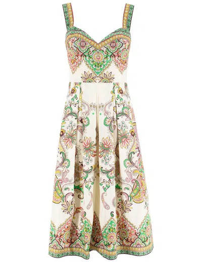 Etro Floral Print Dress In White