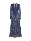 Etro Draped Floral-print Silk-crepon Maxi Dress In Stampa F.do Blu