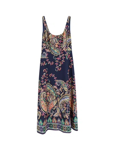 Etro Crepe Paisley Print Midi Dress In Multi
