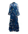 Etro Dress With Maxi Floral Print And Detachable Cape In Elektroblau
