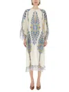 Etro Long Loose Dress Round Neck Wide Sleeves