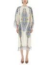 Etro Paisley Print Ivory Muslin Kaftan In Neutral