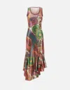 Etro Laminated Jersey Dress With Maxi Floral Print