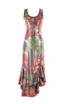 Etro Laminated Jersey Dress With Maxi Floral Print