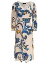 Etro Floral Pattern V-neckline Midi Length Dress In Beige