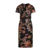 Etro Floral Embroidered Midi Dress With Short Sleeves In Black