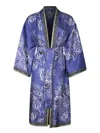 Etro Kesa Floral-print Silk Robe In Blue