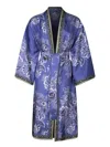 Etro Kesa Floral-print Silk Robe In Blue