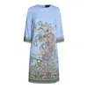 Etro Stretch Viscose Dress With Iconic Print In Blue