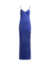 Etro , Long Floral Jacquard Dress, Woman, Electric Blue, Size 50 In Blue