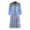 Etro Paisley-jacquard Knee-length Shirt Dress In Blue