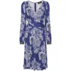 Etro Floral-print Multicolored Midi Dress In Blue