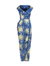 Etro Off-the-shoulder Printed Midi Dress In Blue