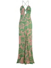 Etro Cutout Printed Satin Maxi Dress In Multi