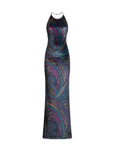 Etro Paisley-print Halterneck Maxi Party Dress In Multi
