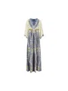 Etro Multicolor Long Dress With V Neck And All-over Paisley Print In Silk Woman In Multicolor