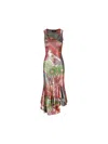 Etro Laminated Jersey Dress With Maxi Floral Print In Multicolor