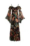 Etro Long Boho Dress With Floral Print All Over In Multicolor