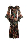 Etro Long Boho Dress With Floral Print All Over In Multicolor