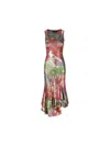 Etro Laminated Jersey Dress With Maxi Floral Print In Multicolor