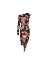 Etro Printed Black Jersey One-shoulder Dress In Multicolor