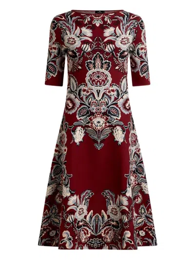 Etro Jacquard Floral Midi Dress In Multi