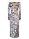 Etro Devore Velvet Midi Dress In Red