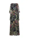 Etro Navy Blue Printed Silk Maxi Dress In Stampa F.do Blu