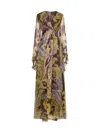 Etro Burgundy Printed Silk Long Dress In Stampa F.do Moro