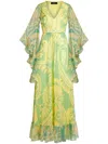 Etro Printed Ruffled Silk Maxi Dress In Stampa F.do Verde