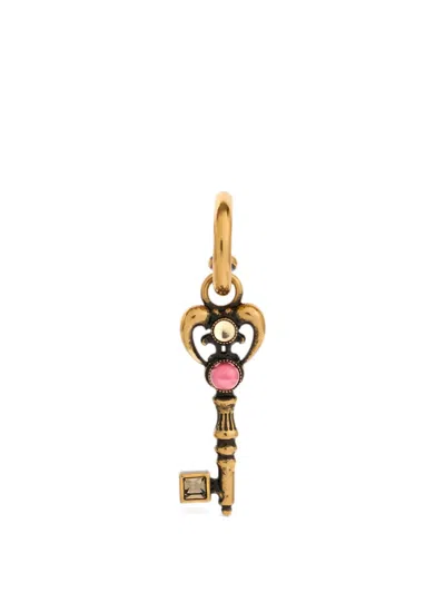 Etro Drop Earrings With Key And Stones In Gold