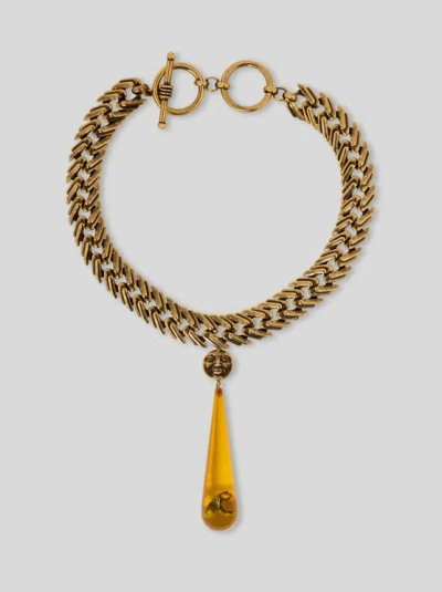 Etro , Droplet And Paisley Bee Necklace, Woman, Gold