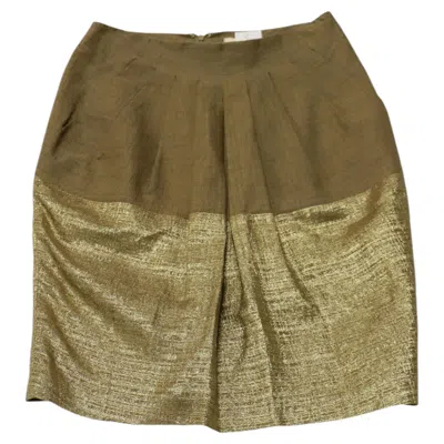 Pre-owned Etro Dual Tone Tulip Skirt In Gold Silk In Brown
