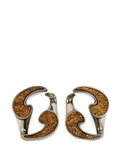 Etro Dual-finish Paisley Earrings In Gold