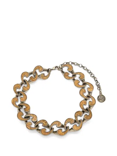 Etro Dual-finish Paisley Necklace In Gold