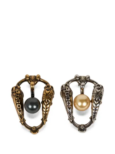 Etro Earrings With Pearl Bead And Animal Buckle In Multi