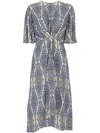 Etro Ecru Short Sleeve Gathered Dress