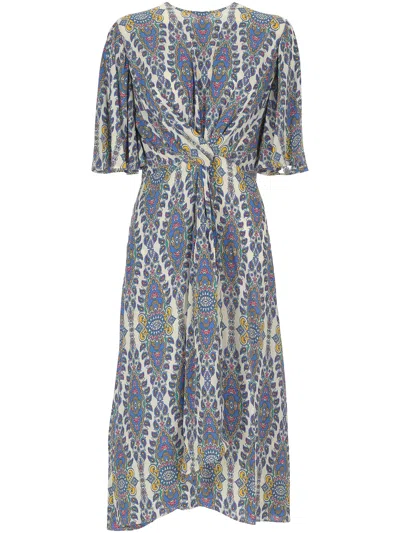 Etro Ecru Short Sleeve Gathered Dress