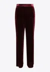 Etro Red Pants With Elastic Waistband In Bordeaux