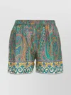 Etro Elastic Waistband Paisley Print Relaxed Fit Shorts