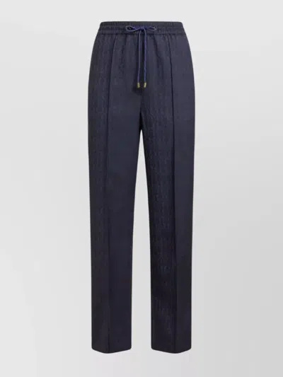 Etro Elastic Waistband Pleated Front Trousers In Blue